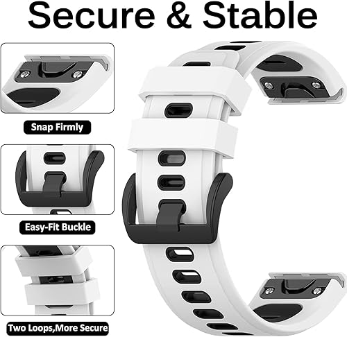 Miniatura 29 de Miimall Correa compatible con Garmin Fenix 7X/6X/5X, correa deportiva de silicona suave de 1.024 in de ancho, impermeable, para Garmin Fenix 7X