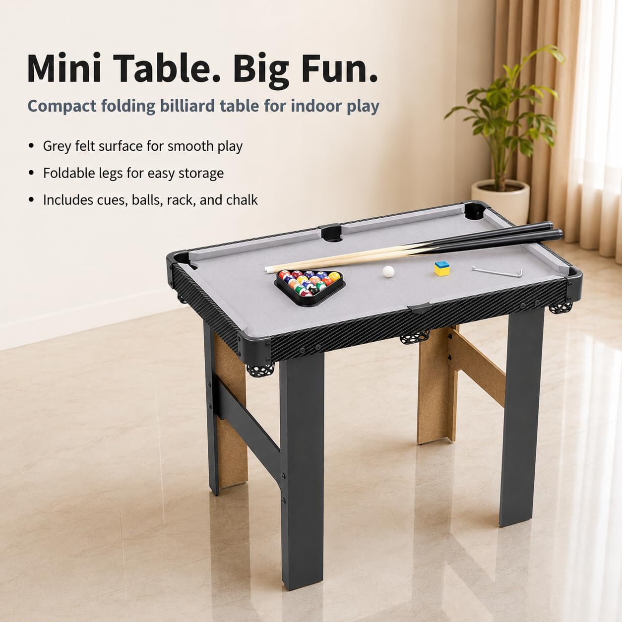 predolo Mini Table Billard Américain Pliable Bois, 83 cm, Enfants & Adultes, Accessoires Complets