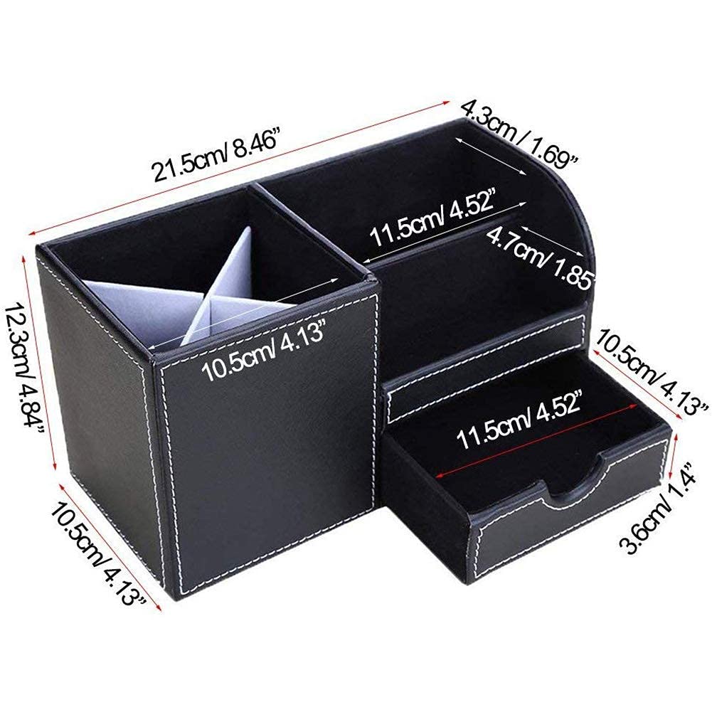 KINGFOM™ wielofunkcyjny organizer na biurko ze skóry syntetycznej z 3 przegródki, schludny na biurko, wizytówka, długopis, ołówek, telefon komórkowy, uchwyt na pilota, artykuły biurowe, organizer