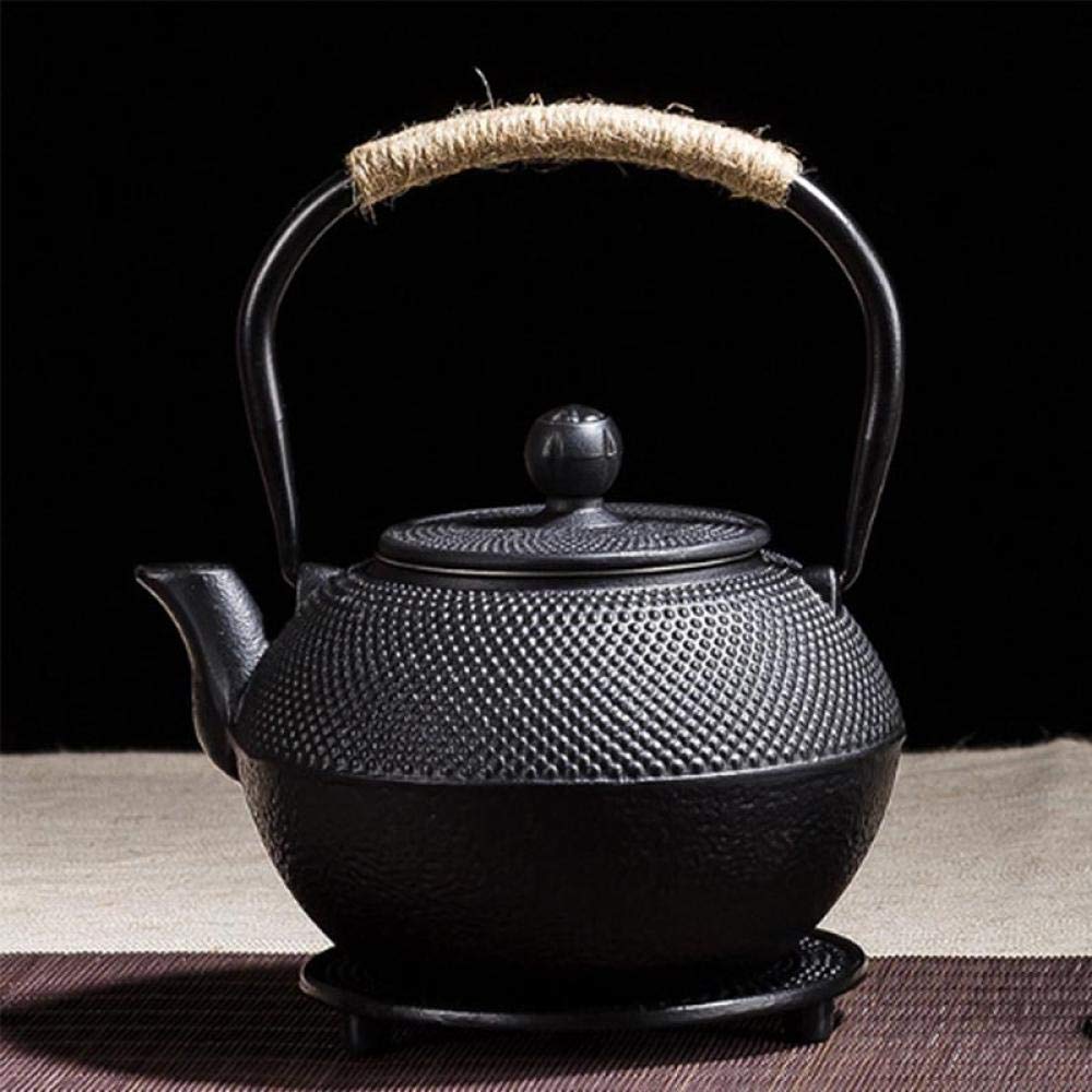 Teiera Giapponese Nera in ghisa Tetsubin Fatta a Mano da 1200 ml con infusore in Acciaio Inossidabile, bollitore per fornello a Gas, Coperchio in Rame, 800 ml