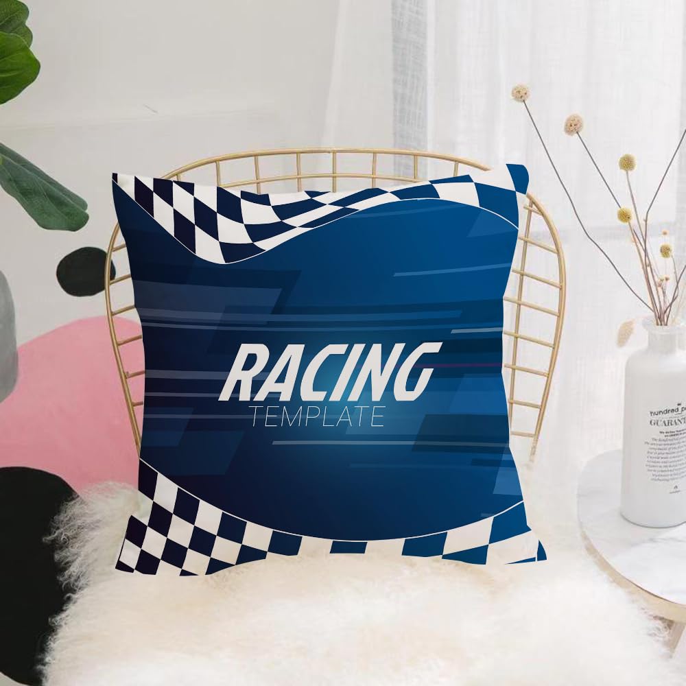 HYOSXW Cushion Cover,Throw Pillow Case Home Decorative for Living Room Bedroom Sofa Chair 16X16 Inch,Motocross Racing Checkered Measuring On Sports Recreation Rally Race Abstract A,Pillowcase 40X40cm