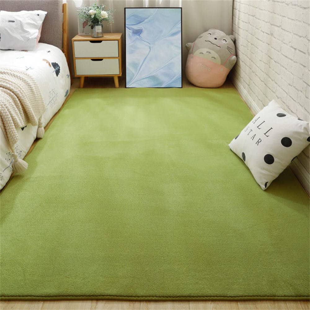 Tapis de salon moderne vert LUNEZY moelleux et doux grand format