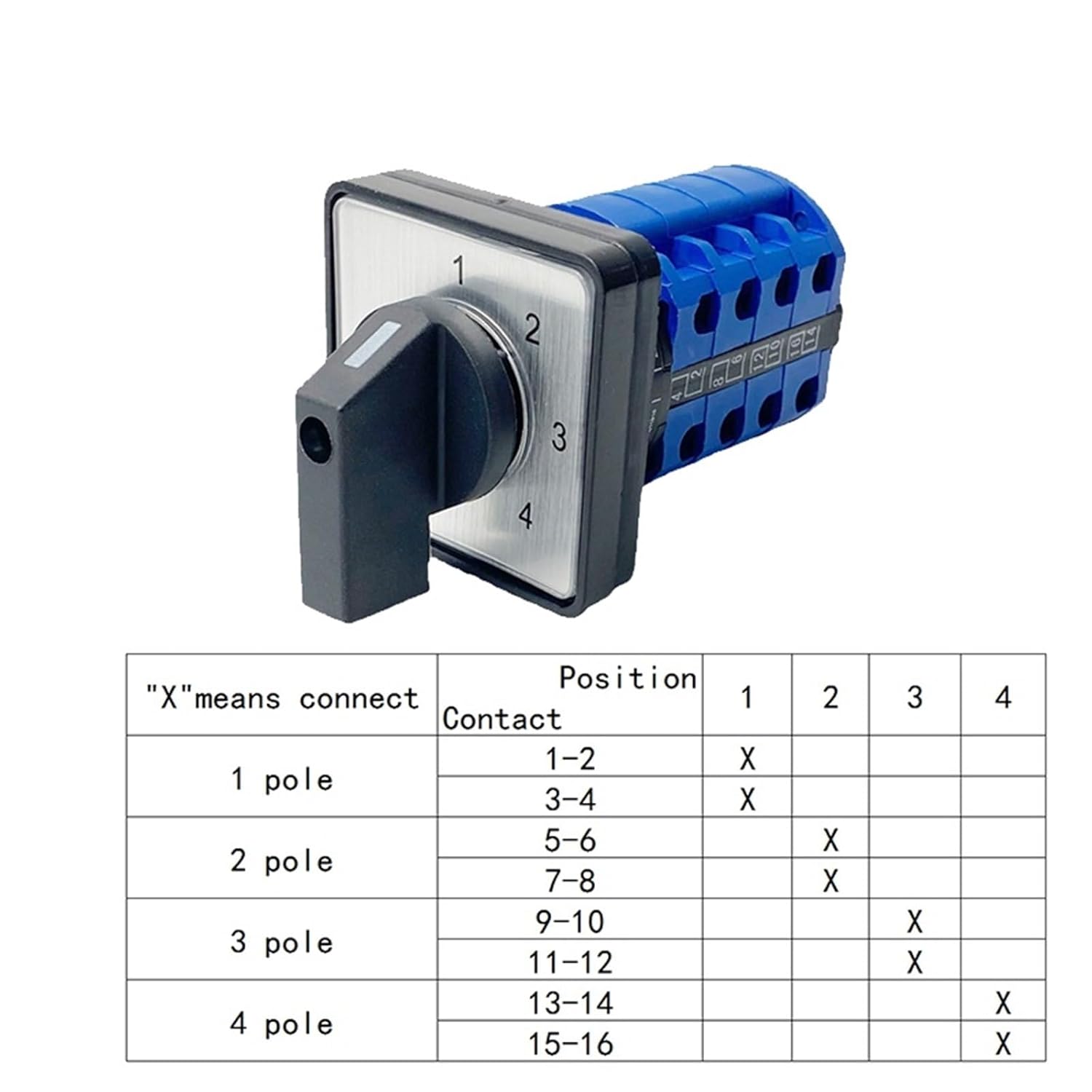 Electrical LW26-20/4 Panel Mount 20A 690V 4 Poles Position Control Motor Circuit Rotary Cam Switch 1Pcs