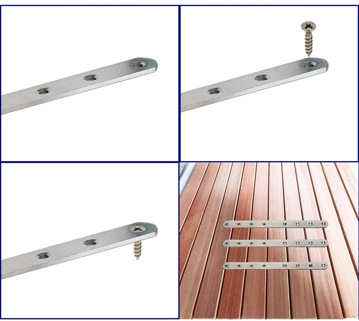 8pcs Mending Plates, Heavy Duty Flat Plates Bracket Stainless Steel Straight Corner Brace Brackets Connector Furniture Repair Fixing Joint with Screws (9-3/5 Inch/243mm)