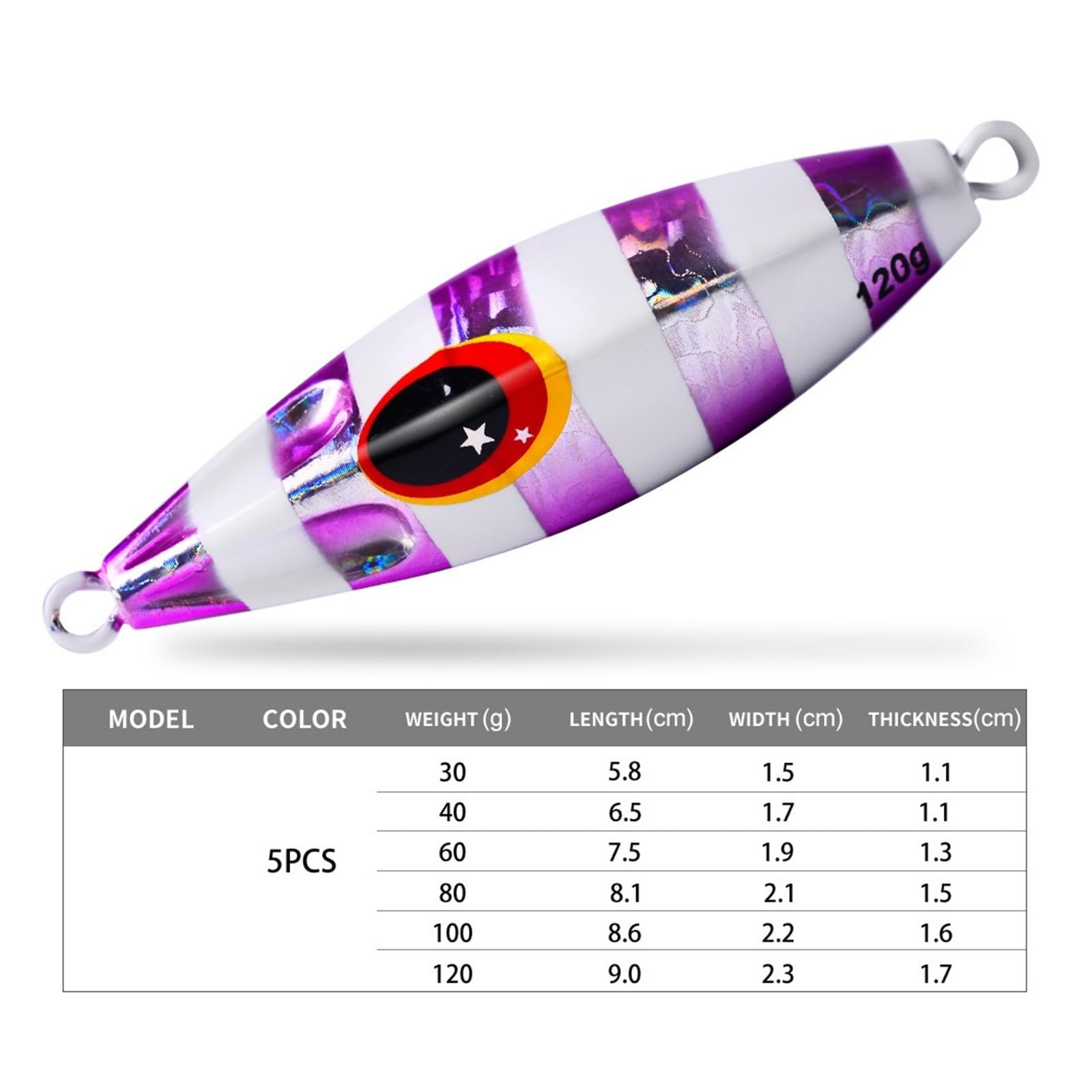 INEOUT 5 Pz/Set Nuovo 30g60g80g100g120g Luminoso Jigging Richiamo di Pesca Metallo Jig Cucchiaio Pesca Shore Esche Pesce Tonno Esca Acqua Salata Mare