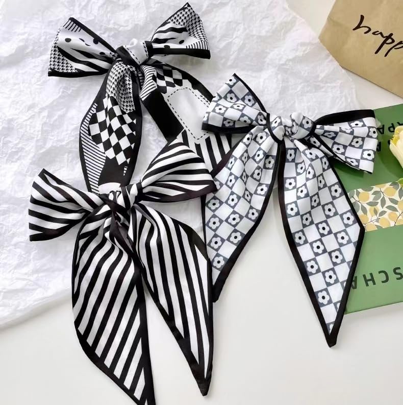 8Pcs Fashion Scarves for Women Bohemia Headbands Boho Satin Scarf for Bag Hair Accessories - Image 4