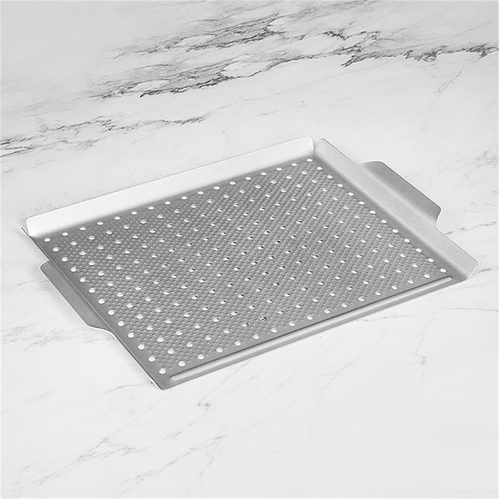 Cestello antiaderente rettangolare per barbecue, per grigliare verdure, carne, pesce, in acciaio al carbonio, 40 x 26 cm