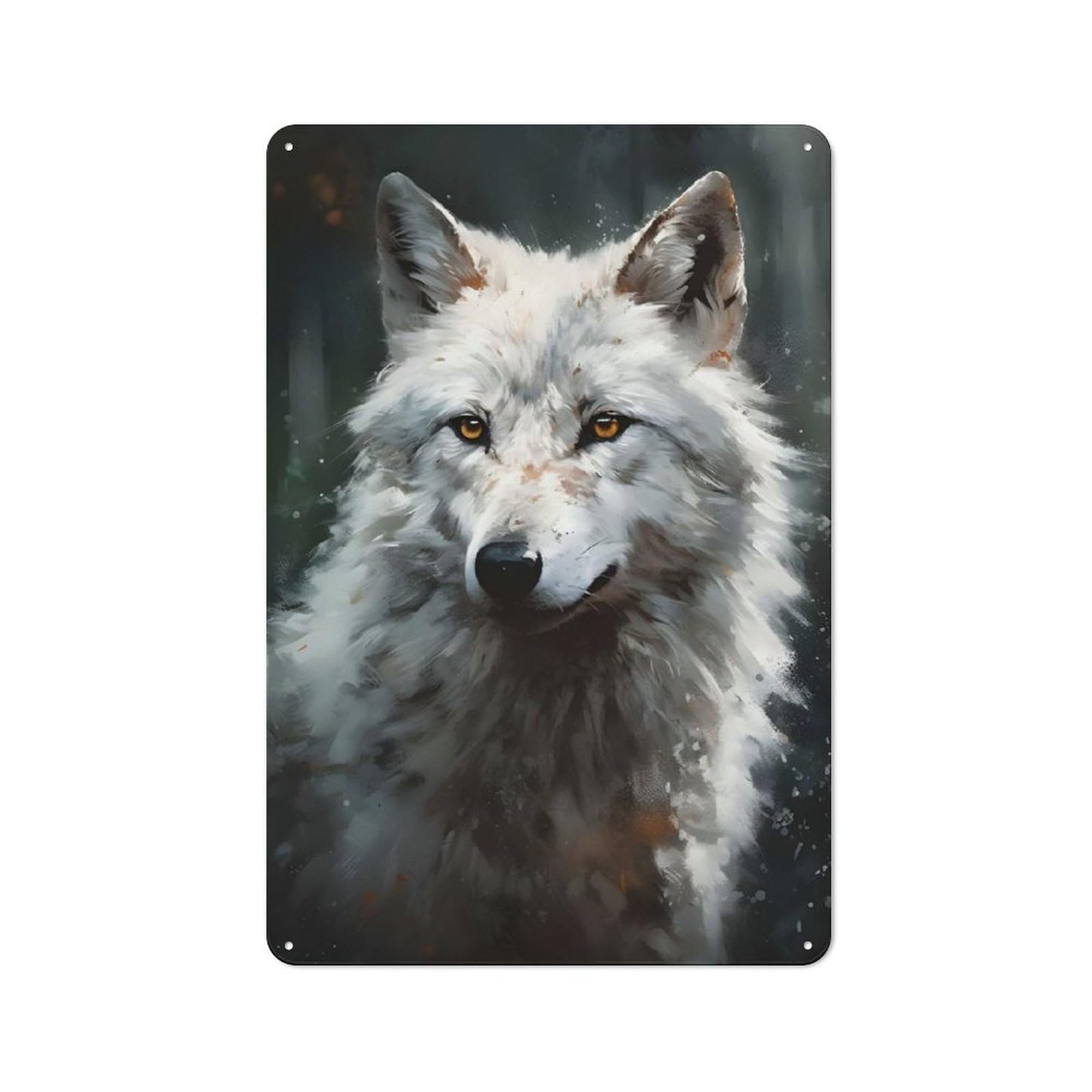 Junmoney Direwolf Portrait Painting Vintage Metal Wall Sign 30X20cm For Garage Or Workshop, For Metal Sign Collectors, For Garage And Workshop Walls