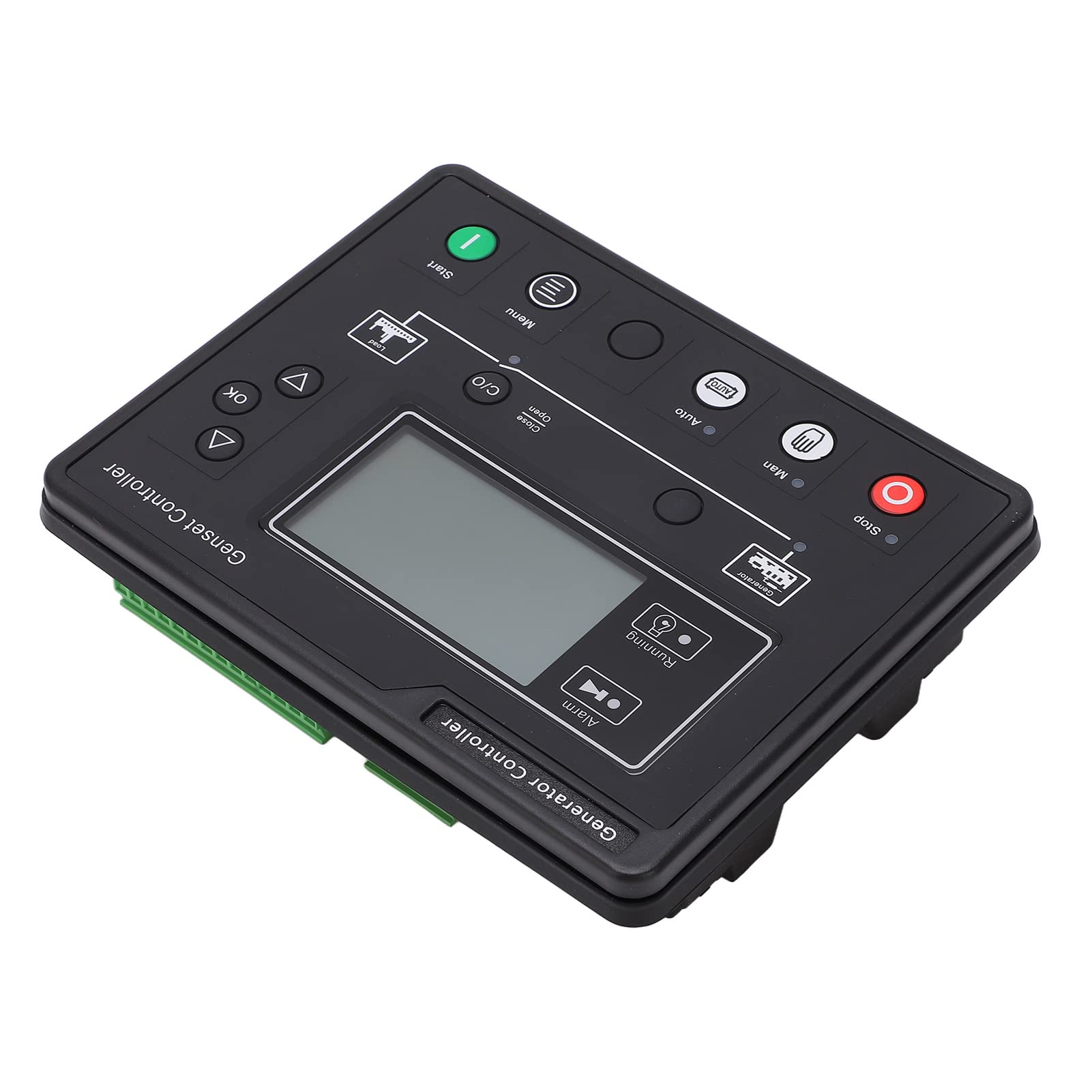 Controlador de Generador Diésel Pantalla LCD Controlador de Grupo Electrógeno Botón Táctil ABS 8 a 35V 132x64 Módulo de Inicio Automático para Sistemas de Energía Trifásicos y Monofásicos