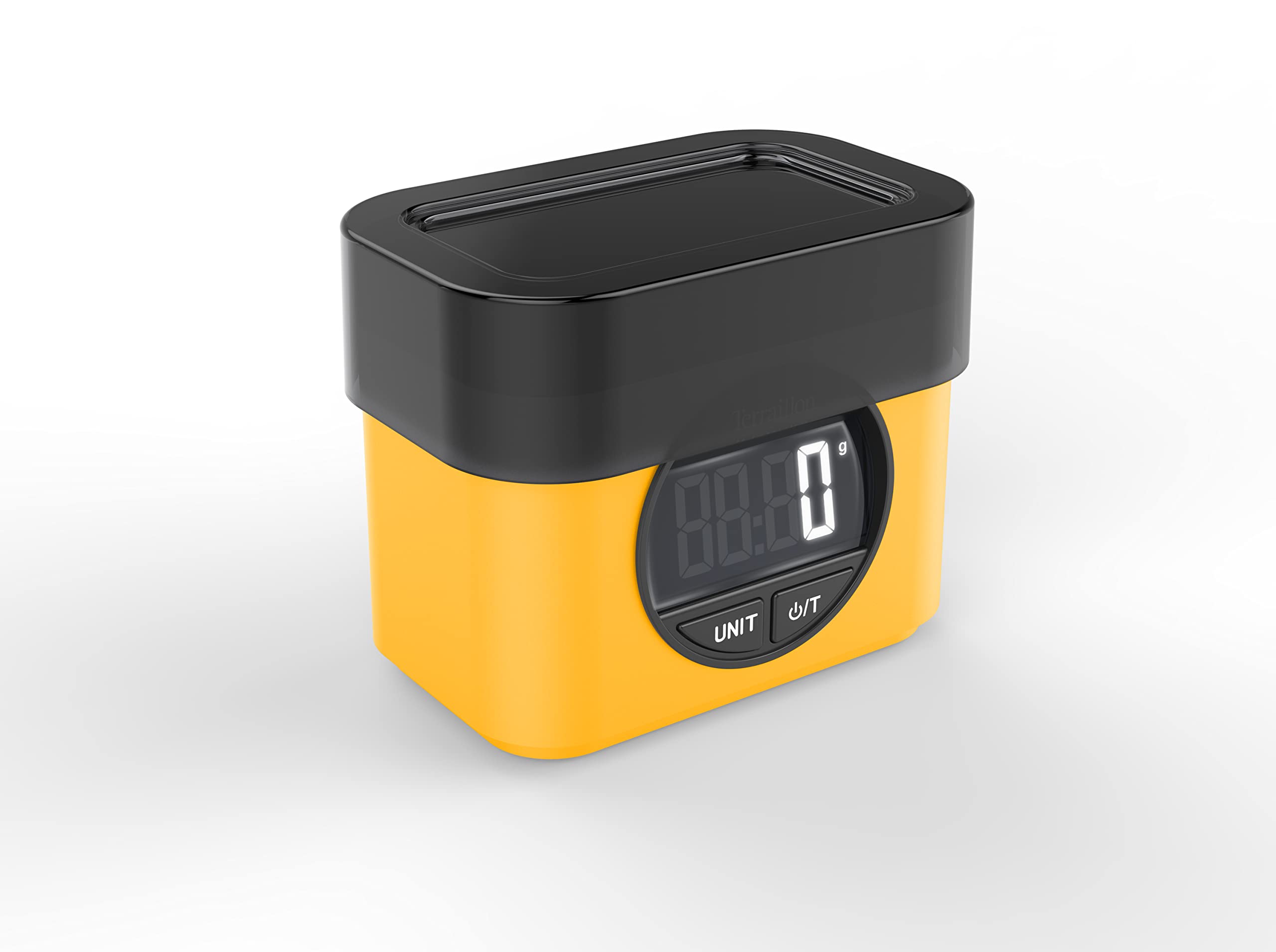 TERRAILLON - BA22 Mytique Amarillo - Báscula electrónica de cocina - Diseño icónico - Cuenco integrado 0,7L - Pantalla LCD grande - Pantalla XXL de dígitos - Función Tare