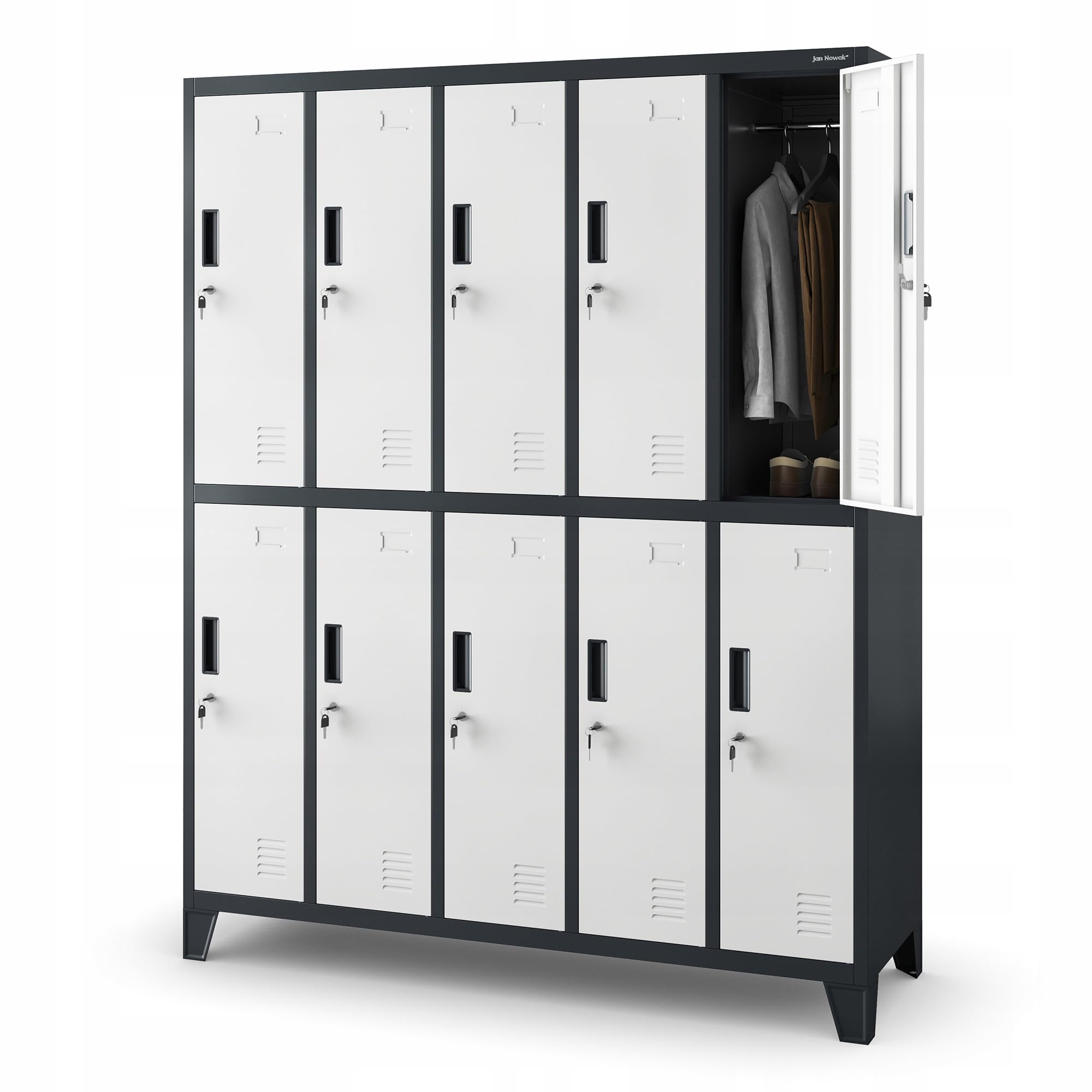 Jan Nowak Taquilla Vestuario Metálica 10 Puertas USB C, 172 x 136 x 45 cm