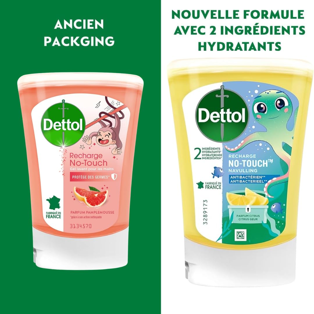 Dettol Kit Distributeur Automatique Classic et Gel Lavant Mains Citron, Le Lot de 2