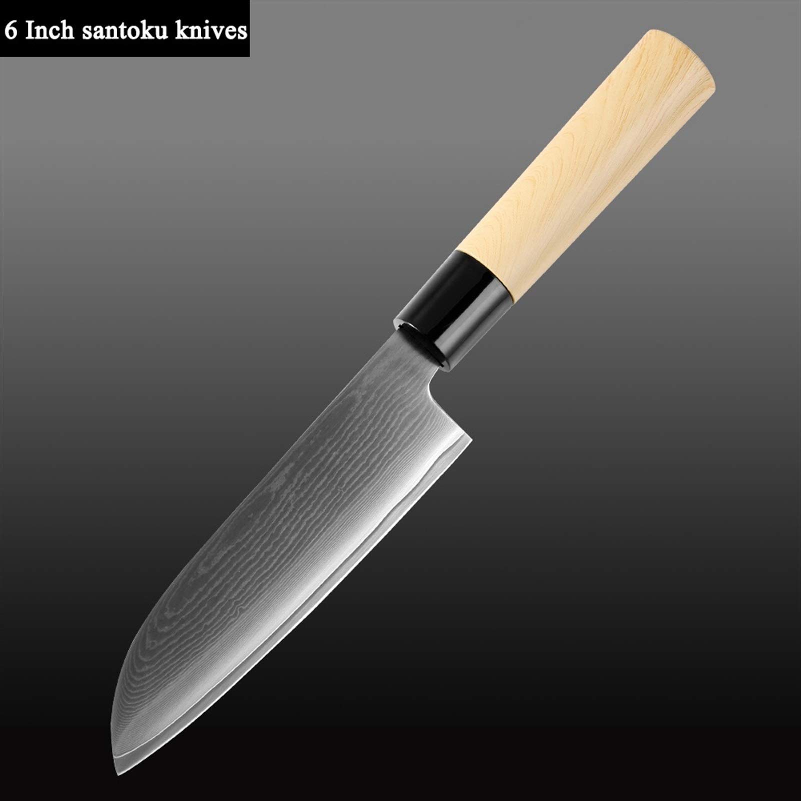 Damasco acero chef cuchillo estilo sushi salmón relleno santoku cuchillos de utilidad profesional cocina cocinar herramientas chef cuchillo (Color : 6Inch Santoku Knife)
