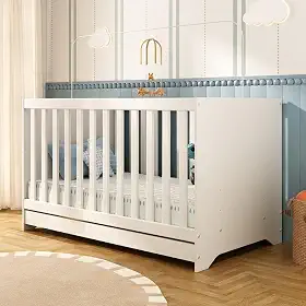Berço Americano 3 em 1 com Colchão Incluso Multimóveis MP0527PA - Conversível em Mini Cama e Sofá - Branco