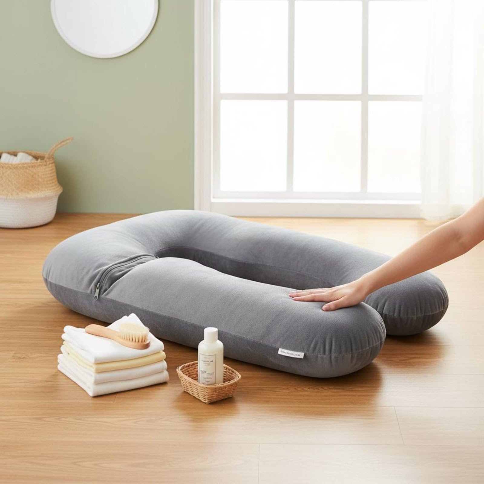 Sharplace Schwangerschaftskissen Umarmungskissen Ganzkörperschlafkissen Ergonomisch Geformtes Stützkissen Und Pflegeleicht zu Reinigen für Rückenunterstützung Seitenschläfer Sofa