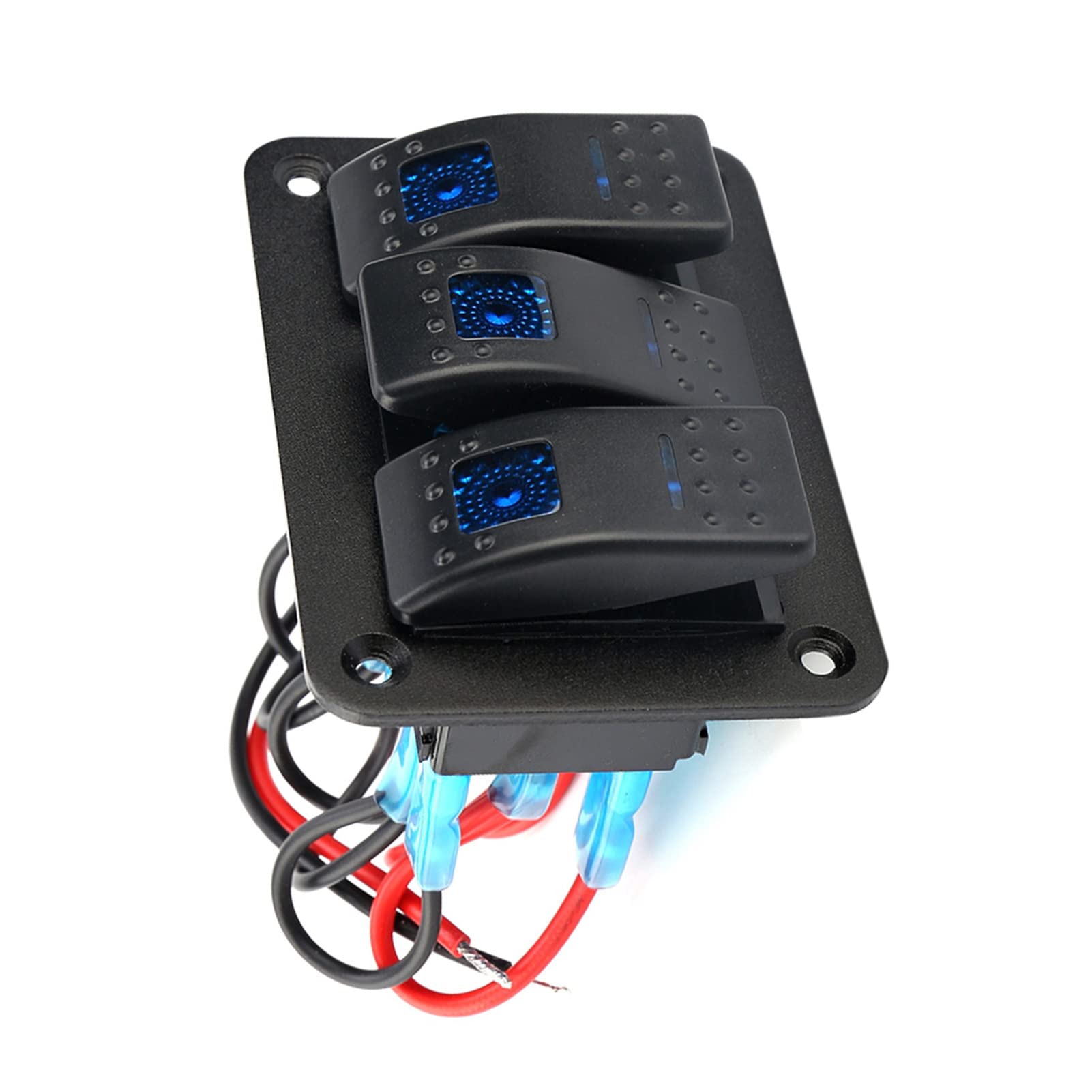 SIXRUN 3-fach Kippschalter-Panel mit LED-Beleuchtung, wasserdichtes ABS-Gehäuse für 12 V / 24 V Fahrzeugstrom, geeignet für Auto, Boot und Wohnmobil – Schaltpanel für elektrische Steuerung & Bordnetz