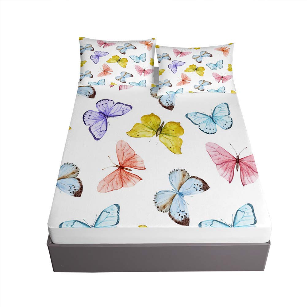 Oduo Parure Drap Housse + 2 Taies Flamant Rose – Microfibre Douce Respirante, Poche 30 Cm, 200x200 Cm, Lit 2 Personnes