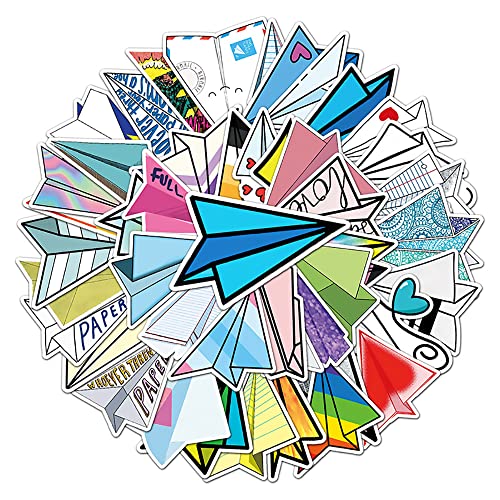 Colorful Paper Airplane Vinyl Stickers, 50 PCS Waterproof Graphic Origami Decals for Laptops, Scrapbooking, Journals, Notebooks, Water Bottles, Suitcases, Phones & DIY Decor