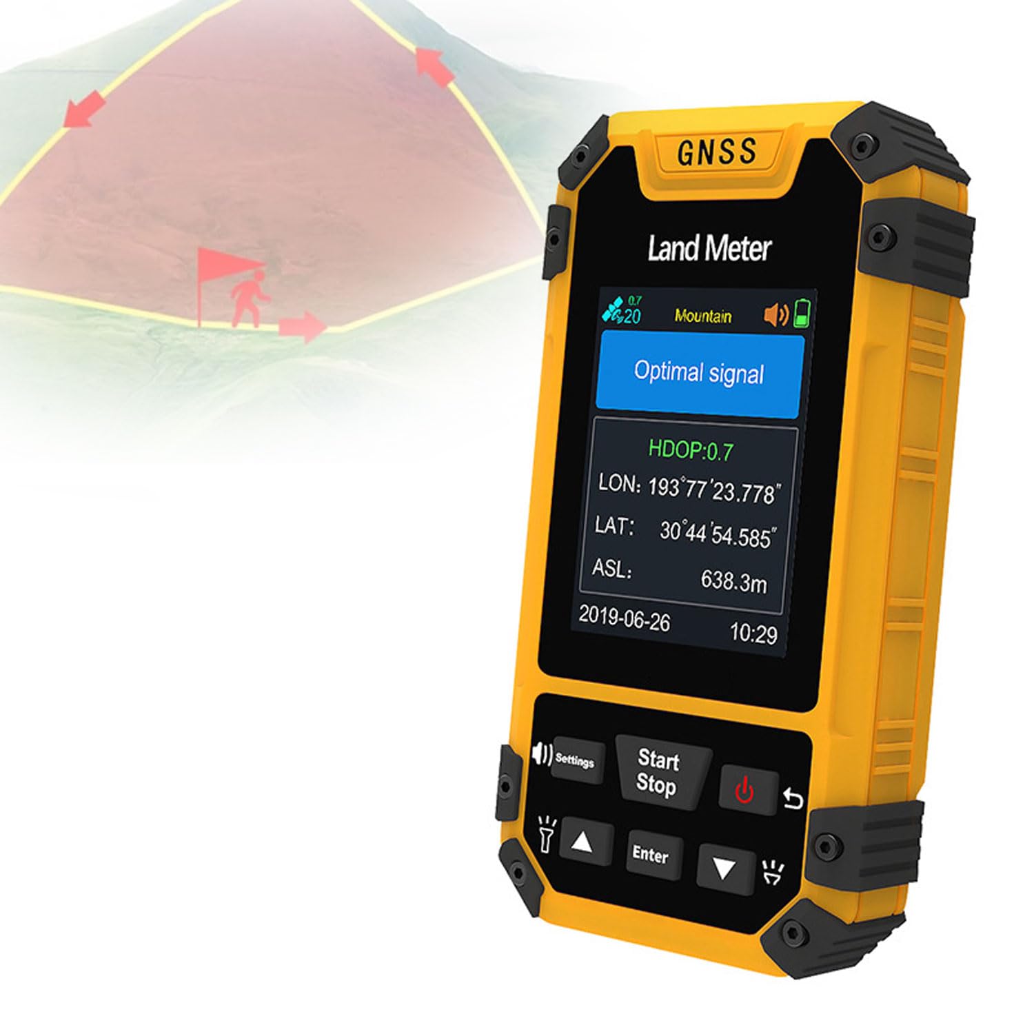 Medidor Topográfico GPS, Equipo Topográfico Portátil Amarillo Con Pantalla De 2,4 Pulgadas, Seguimiento De Figura/LCD Retroiluminado/impermeable, Receptor GNSS Herramienta De Vigilancia Para Granja