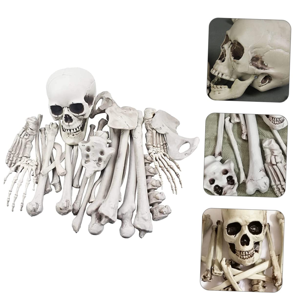 Abaodam 1 Paquete Esqueleto De Cráneo De 28 Piezas Esqueleto Falso Decoración De Esqueleto Decoración del Cráneo De Halloween Decoraciones De Plástico De Succión Abs Verderón Hueso