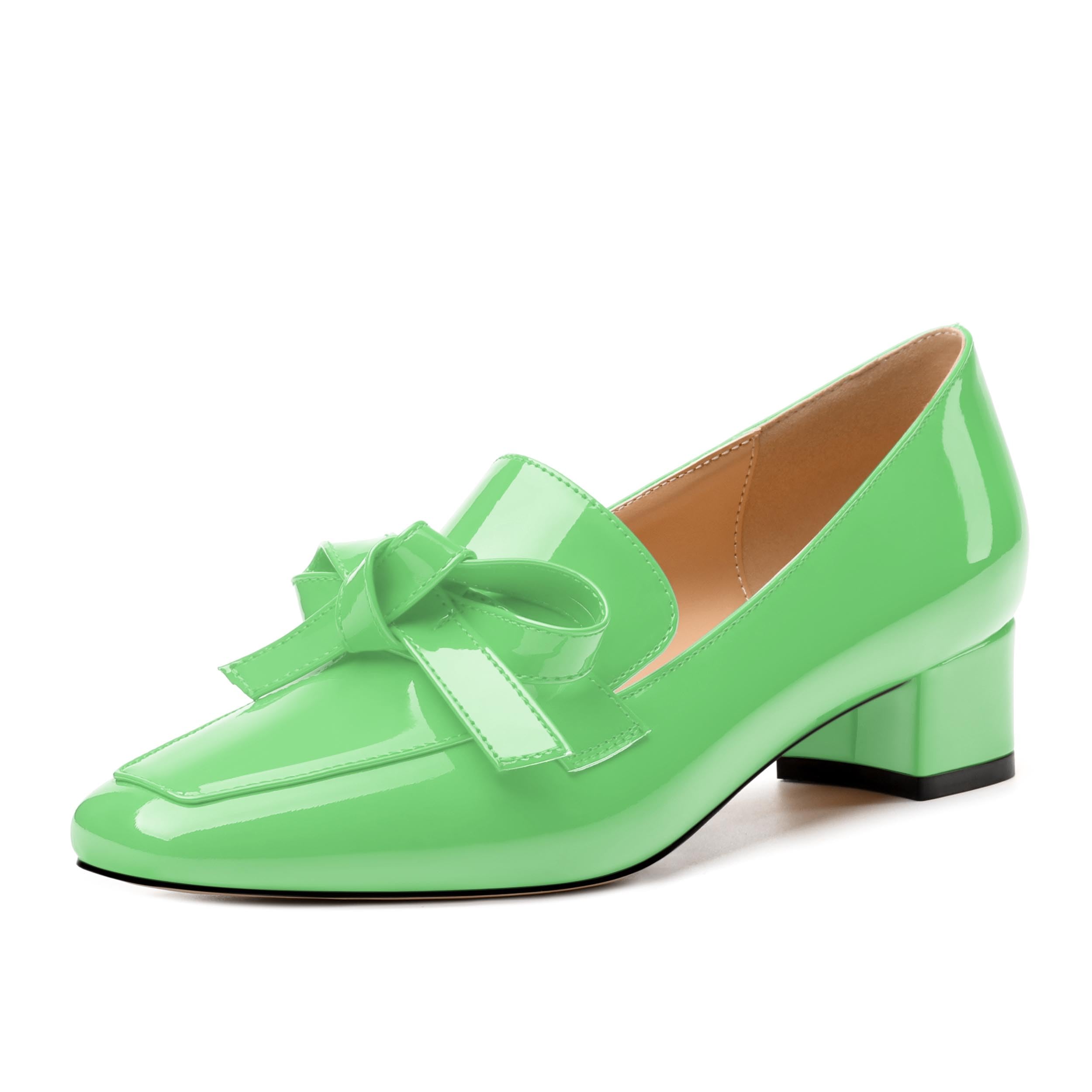 Womens Loafer with Heel, Comfortable Chunky Heels for Women, Loafers Shoes with Bowknot Womens Bunion Dress Shoes