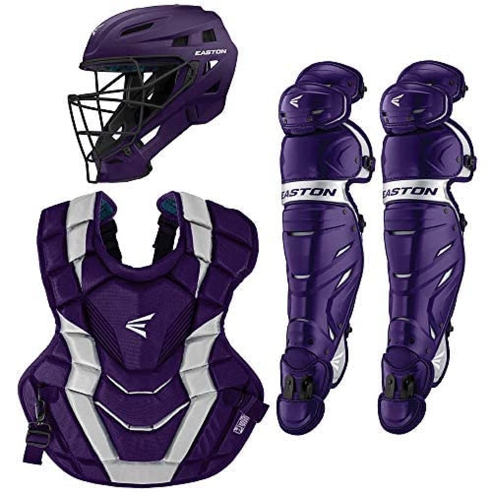 Photo 1 of Easton | Elite X 2.0 Baseball Catcher's Equipment | Box Set | NOCSAE Approved | Youth/Intermediate/Adult | Multiple Colors Youth | Ages 9|12 Purple / Silver