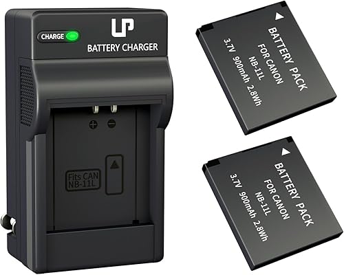 LP Batería y cargador NB-11L, paquete de 2 baterías de 900 mAh para Canon PowerShot Elph 180360110130135150190320340350, A4000SX420SX410SX400 y más