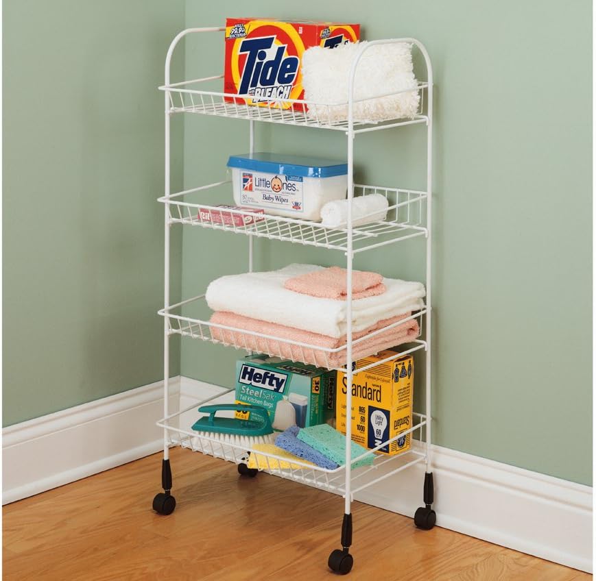Closetmaid 1611 Rolling Cart, 34-5/8 in H x 16-3/4 in W x 12-3/8 in D, Steel, White
