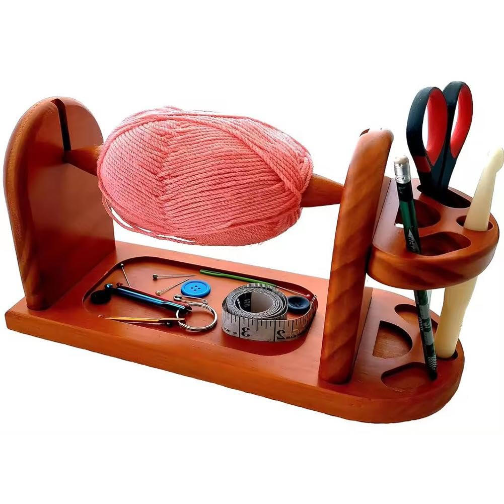 Wooden Yarn Holder for Knitting Crochet, Yarn Ball Holder, Stable Yarn Spinner, Yarn Ball Dispenser, Wood Yarn Spinner Holder for Crochet, Best Gift for Knitting Lovers