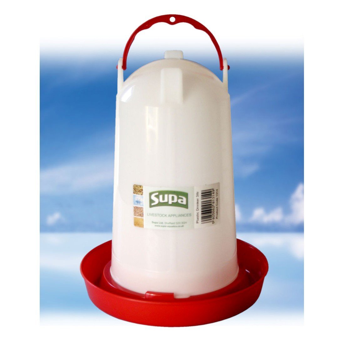 Supa Plastic Poultry Drinker - And - Ltr Red/White Size 3