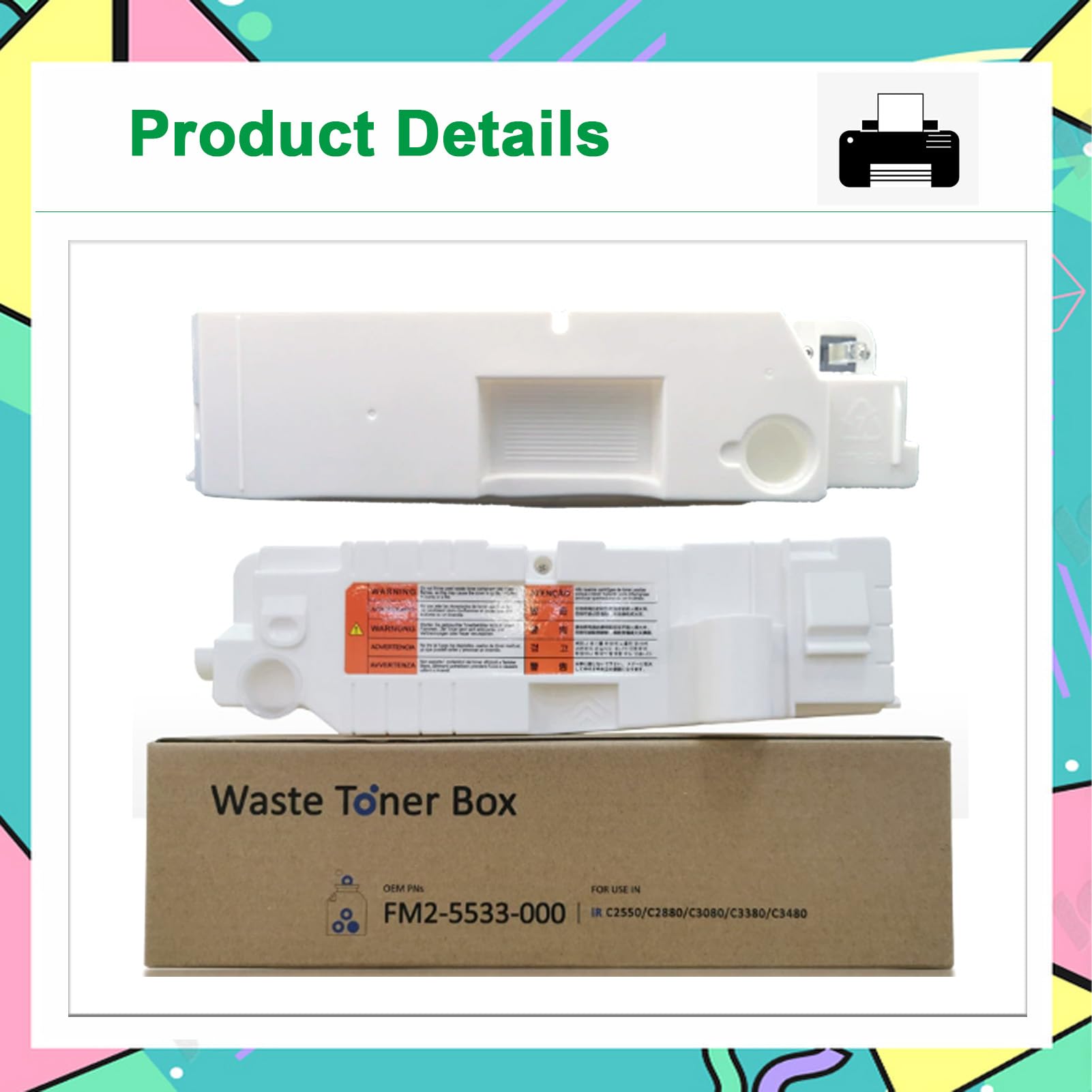 Compatible pour Canon FM2-5533-000 C-EXV21 Boîte De Toner Usagé, pour ImageRunner C2380 C2550 C2880 C3080 C3380 C3480 C3580 Imprimante 1-Pack