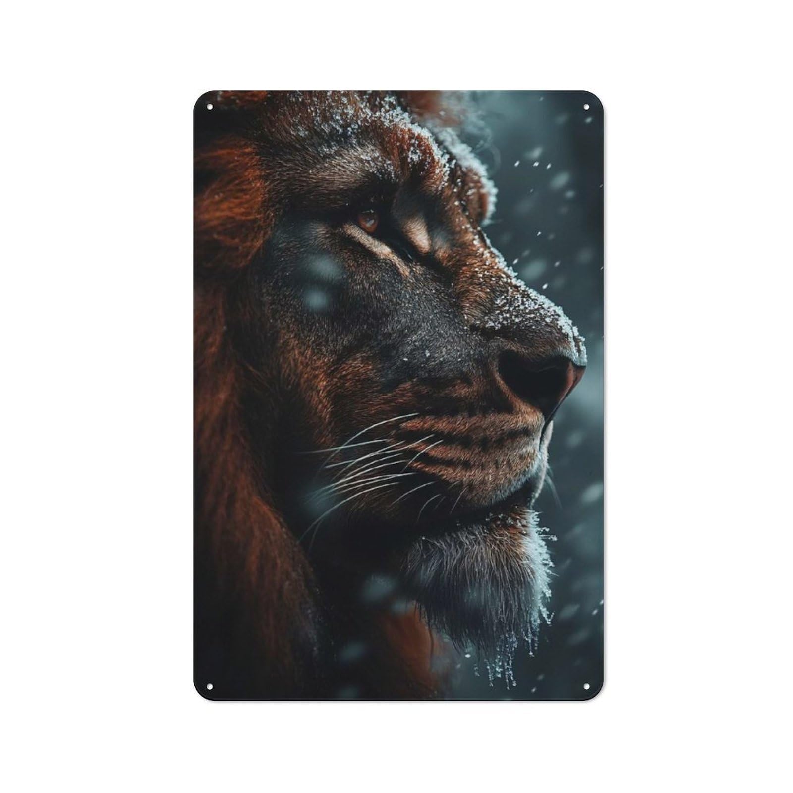 For Garden Room Or Summerhouse, Snowy Lion Portrait Rustic Tin Sign 30x20cm, Wall Decor for Garden Rooms And Summerhouses