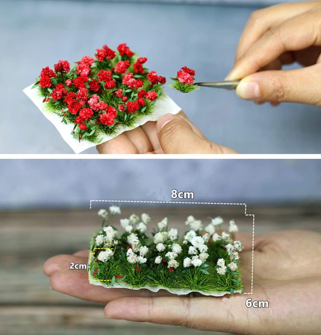 luchike 100 Pcs Resin Flower Cluster Flower Model Miniature Static Grass Tufts Tabletop Landscape Scenery Model for Diorama Making Gardenia
