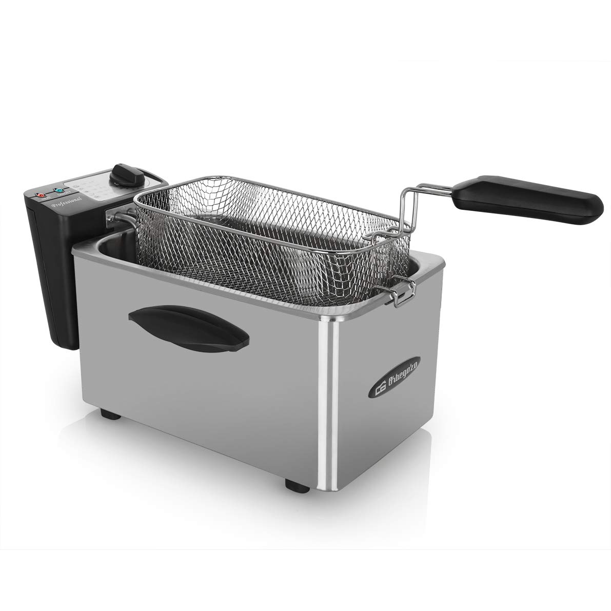 Orbegozo FDR 45 - Friggitrice professionale, 4 L, termostato regolabile, spia luminosa, maniglia fredda al tatto, avvolgicavo, acciaio inox, 2000 W
