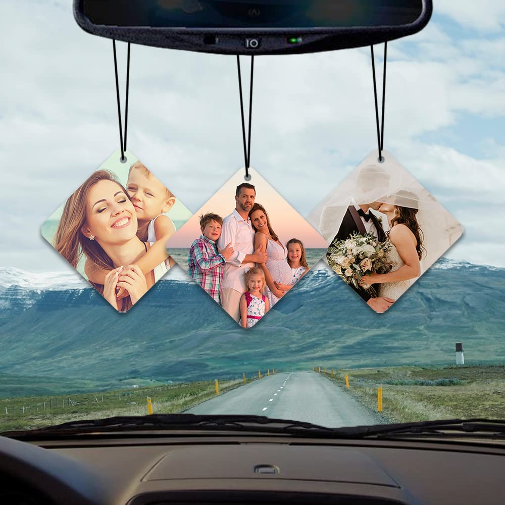 PUREFLYCustom Air Freshener for Car Personalized Double-sided Hanging Photo/text Air Freshener for Car Closet Bathroom Backpack Indoor Gifts for Friends Family Lover 8 Scents (1 Pack)