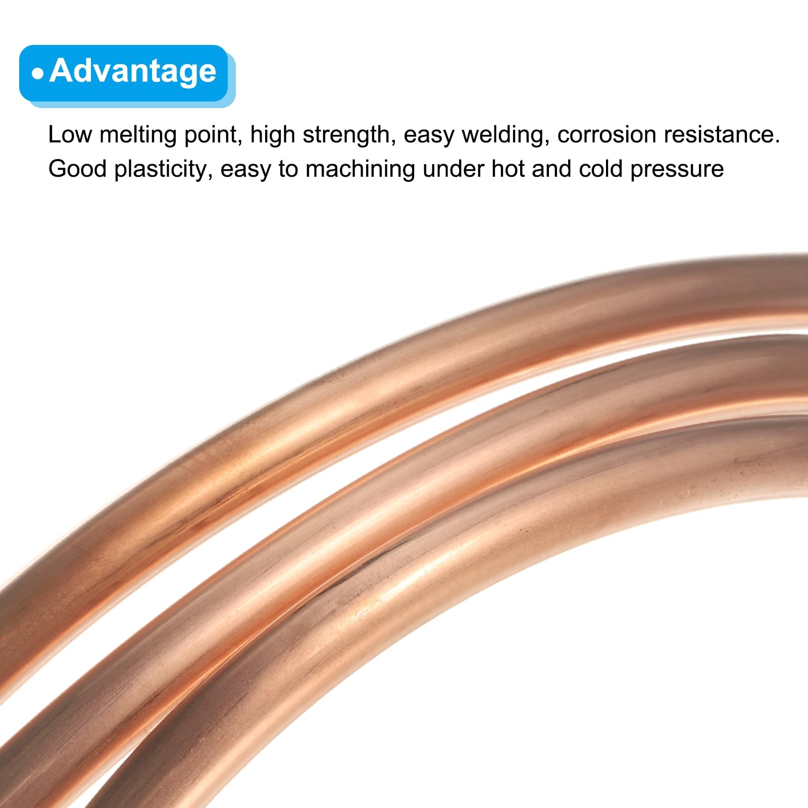 QUARKZMAN Tubo de Cobre 5/16" OD x 4.9 Pies 3/64"T Tubo Flexible de Refrigeración sin Costuras de Metal Hueco Suave para Acondicionadores de Aire, Refrigeradores y Otros Equipos