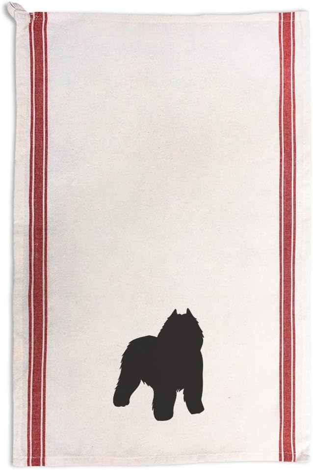 Custom Decor Kitchen Towels Bouvier Des Flandres Silhouette Pets Dogs Cleaning Supplies Dish Towels Red Stripe Design Only