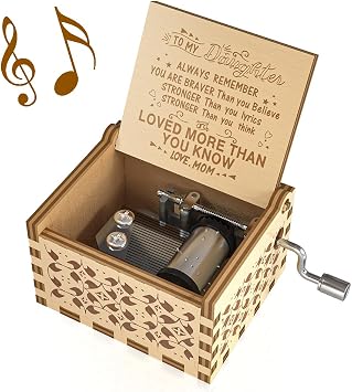 Ucuber You are My Sunshine Music Box - Wood Laser Engraved Vintage Music Box Best Gift for Daughter from Mom Christmas Mom to Daughter