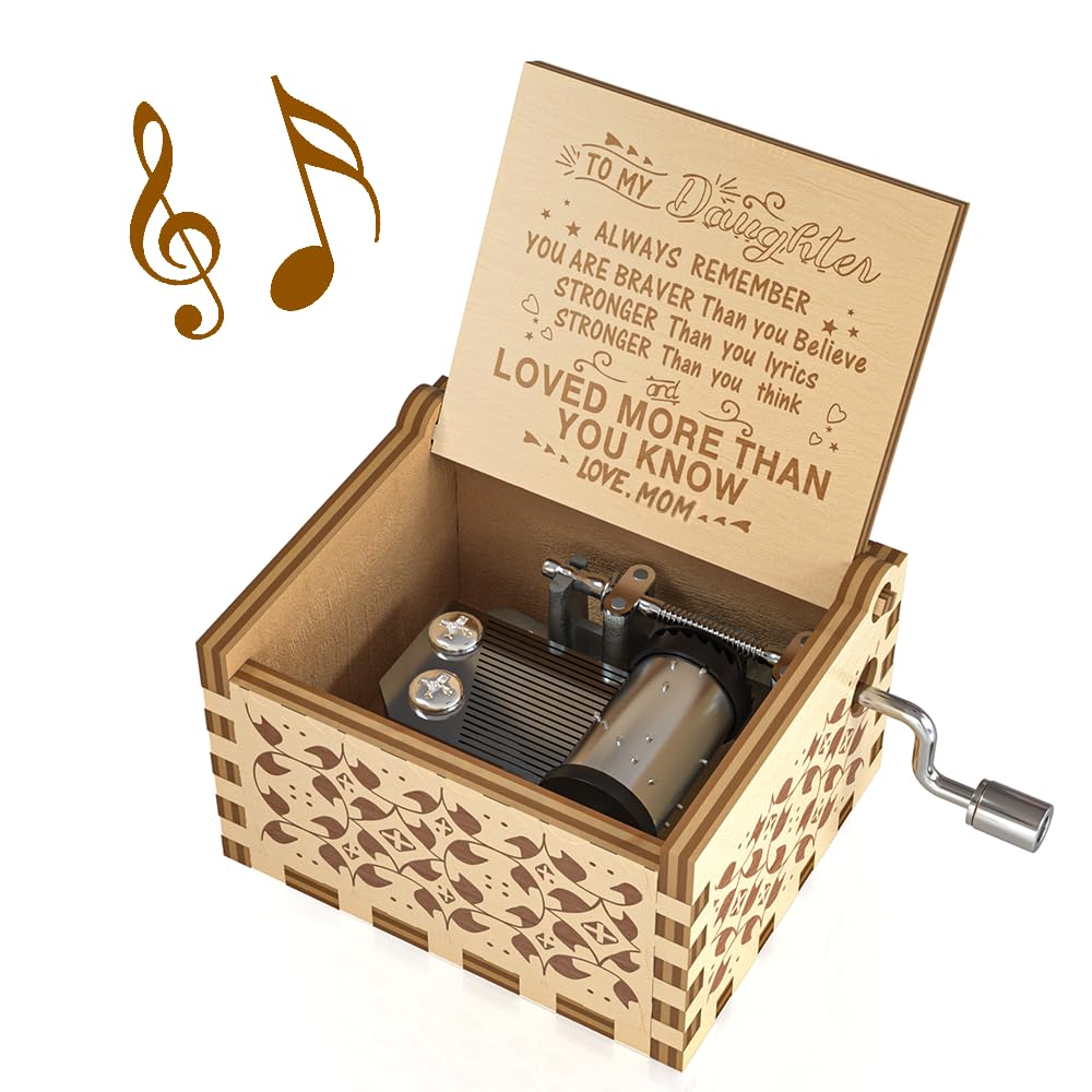 Ucuber You are My Sunshine Music Box - Wood Laser Engraved Vintage Music Box Best Gift for Daughter from Mom Christmas (Mom to Daughter)