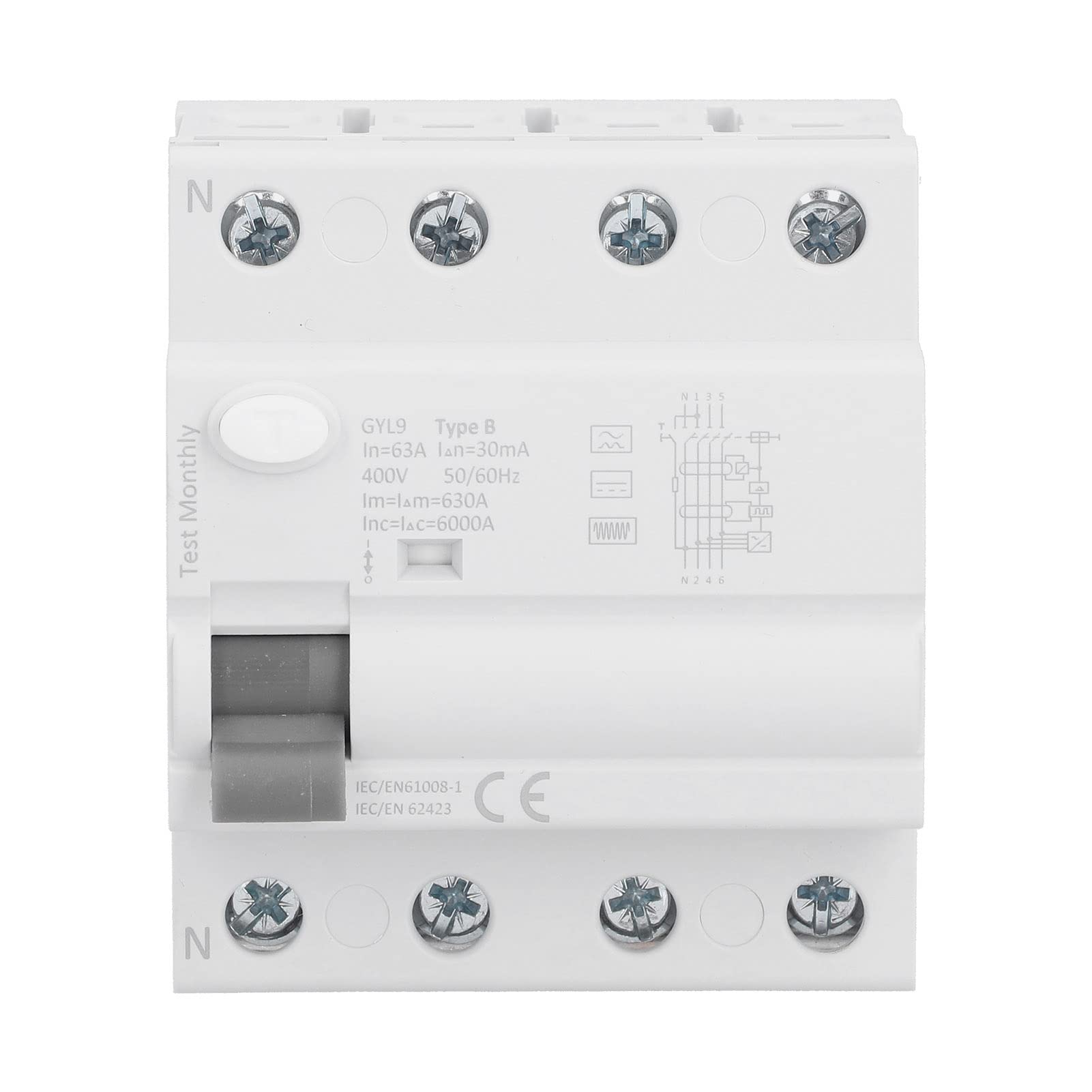 Interruttore automatico differenziale ad alta sensibilità 4P 63A 30mA 400V Interruttore di protezione di sicurezza per case fabbriche hotel