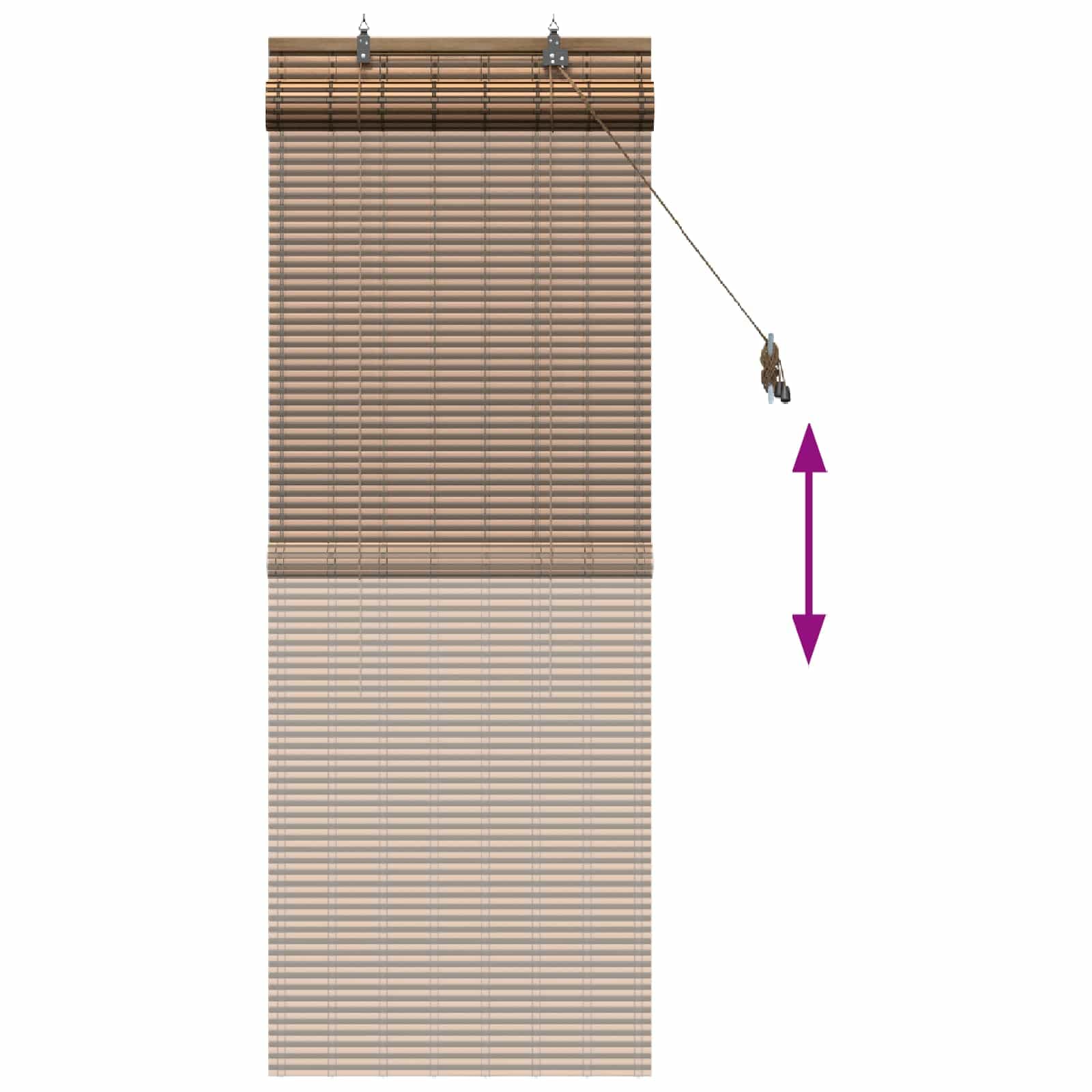 Estor Enrollable marrón de bambú 40 x 160 cm con Control de luz Ajustable protección UV para Interior o Exterior fácil instalación en salón Dormitorio Cocina terraza