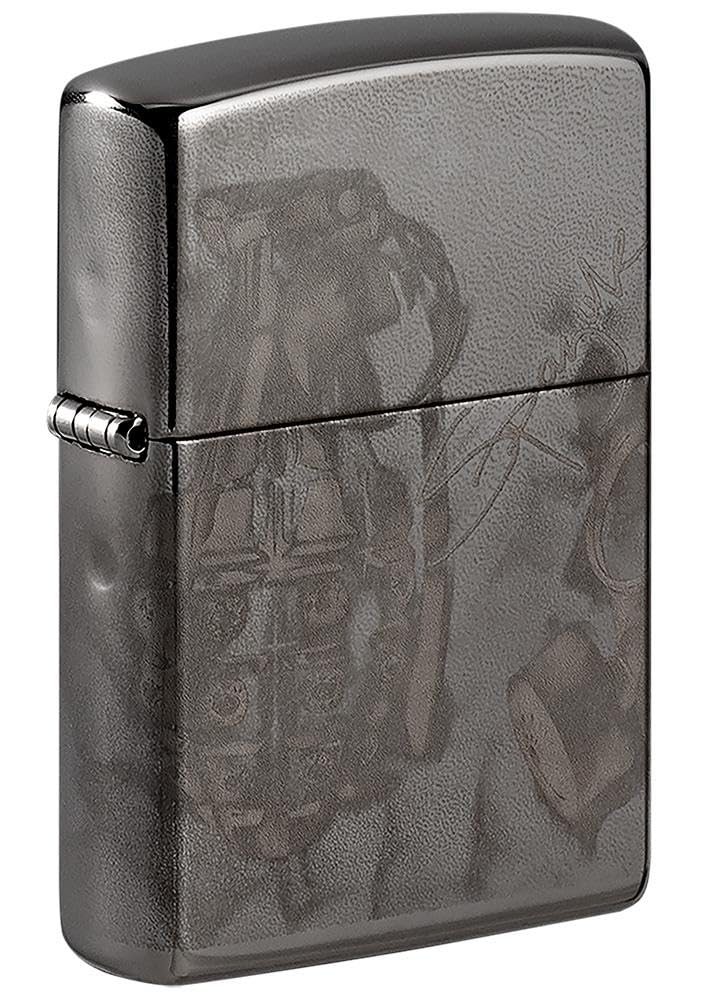 Zippo Briquet tempête – Spazuk Finition Noire Brillante – Image Photo 360 ° – Rechargeable – Réutilisable – Design Coupe-Vent – Boîte Cadeau – Fabriqué aux États-Unis