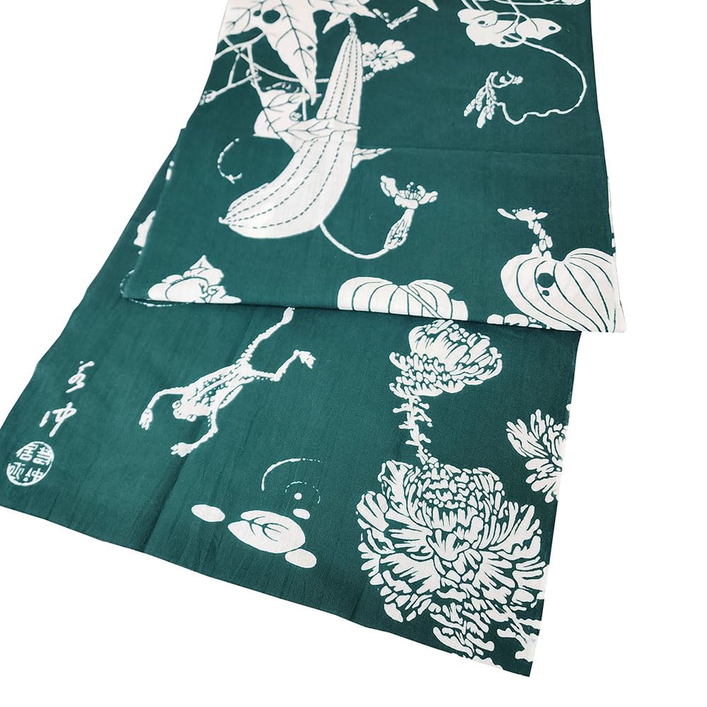 Unsodo Woodprint Tenugui Jakuchu Genpouyouka Impression sur bois Vert [Japan Import]