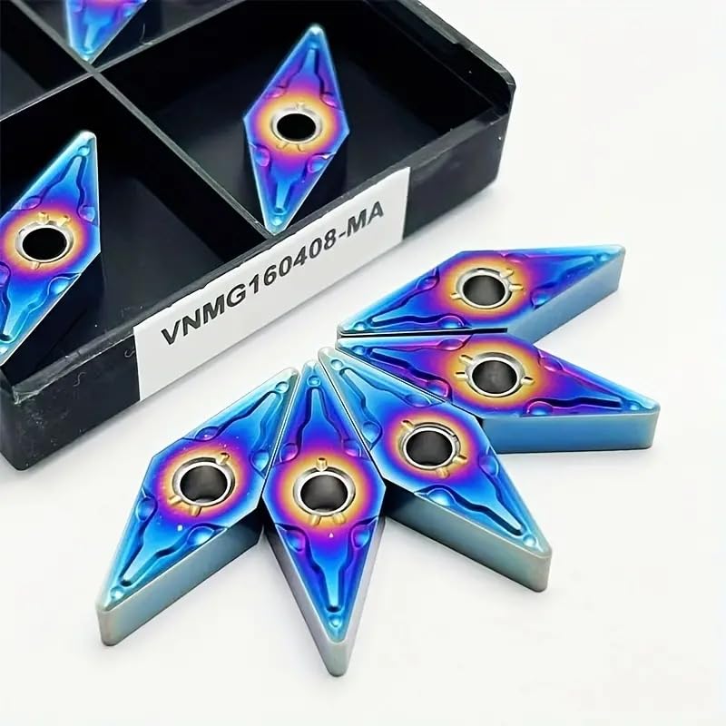 Nano Blue Insert VNMG160404 VNMG160408 High Quality Stainless Steel Hard Alloy Tool CNC Precision Cutting Turning Tool Cutting Tool with indexable Inserts (VNMG160408-MA)
