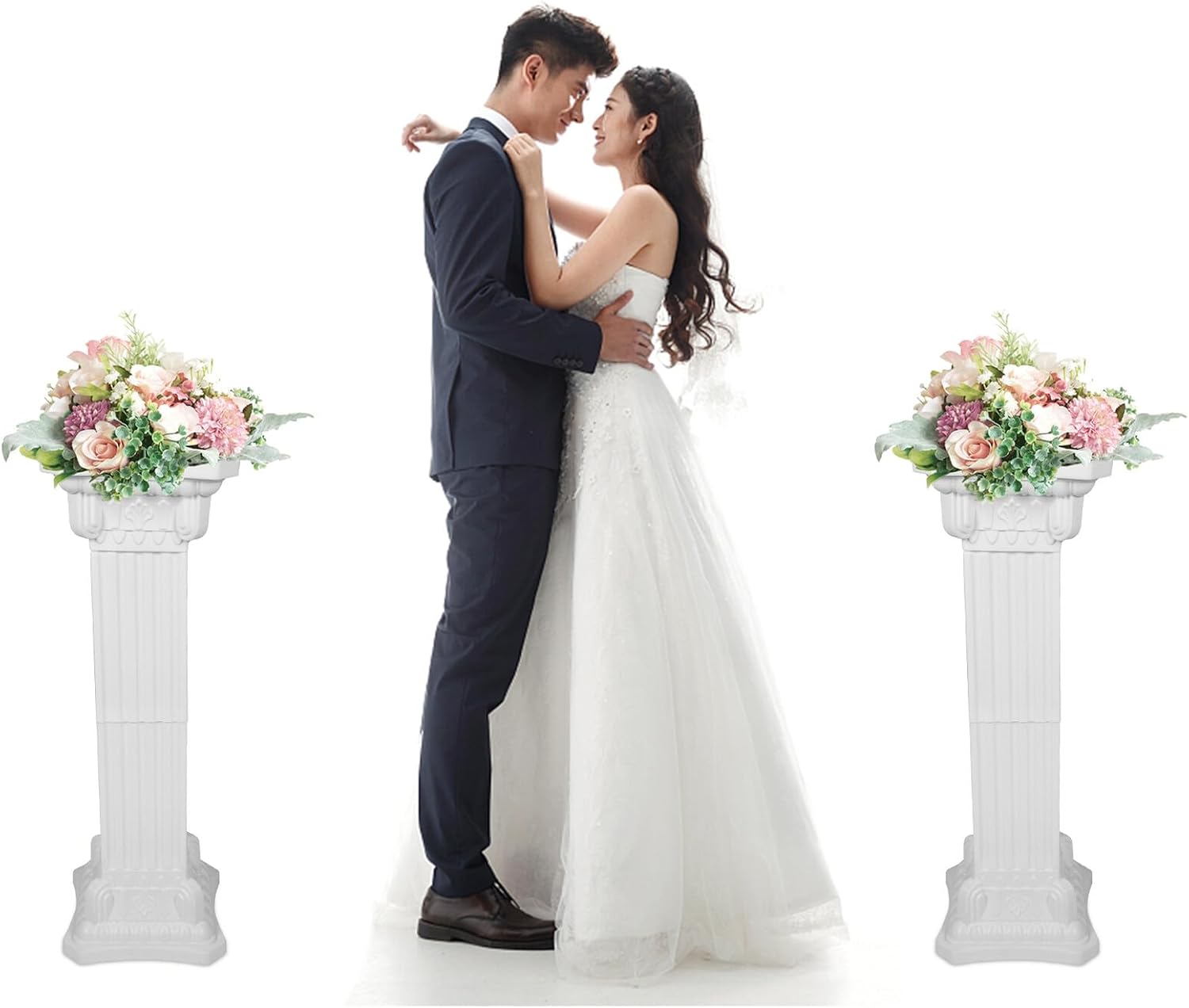 Wedding Roman Column Plastic Flowerpot Stand Outdoor Road Guiding Prop Wedding Party Supply Artistic Roman Pillar Decoration for Garden Landscaping