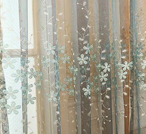 Cortina transparente bordada semitransparente de encaje suave 4