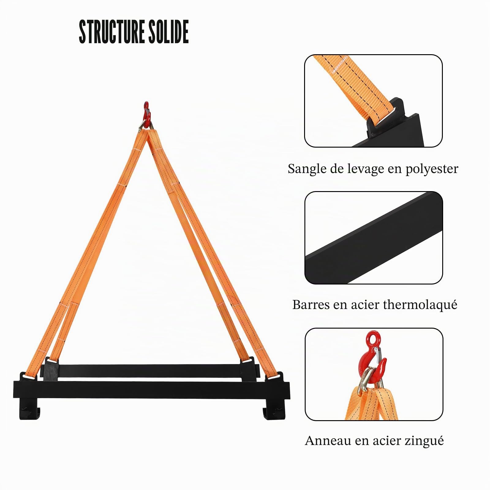 Garvee Sangle de Levage renforcée pour Jet Ski et embarcations – Support Acier Durable – Sécurité Professionnelle – Adaptée Petits Bateaux et PWC – Capacité 1500lb