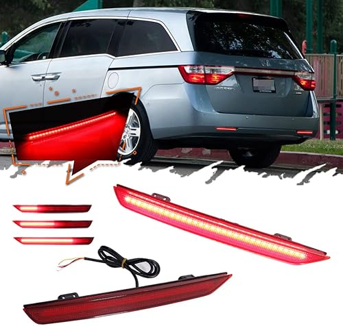 3 en 1 para 2011 2012 2013 2014 2015 2016 2017 Honda Odyssey, Reflector de parachoques trasero LED, Luces de freno, señal de giro, lente roja
