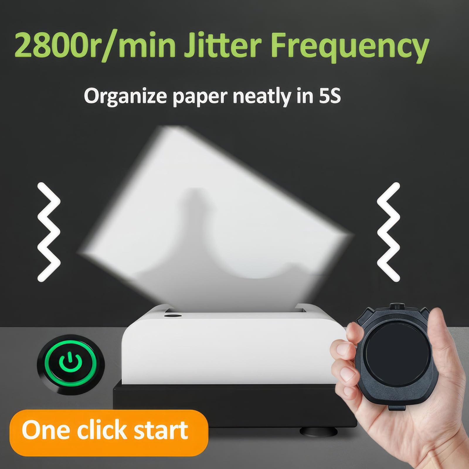 Jogger da tavolo, 20 W, macchina automatica per agitare la carta con supporto angolare, 2800 giri/min, slot per carte di grande capacità da 50 mm, per uffici A4 B5 A6 Centri di copia di stampa