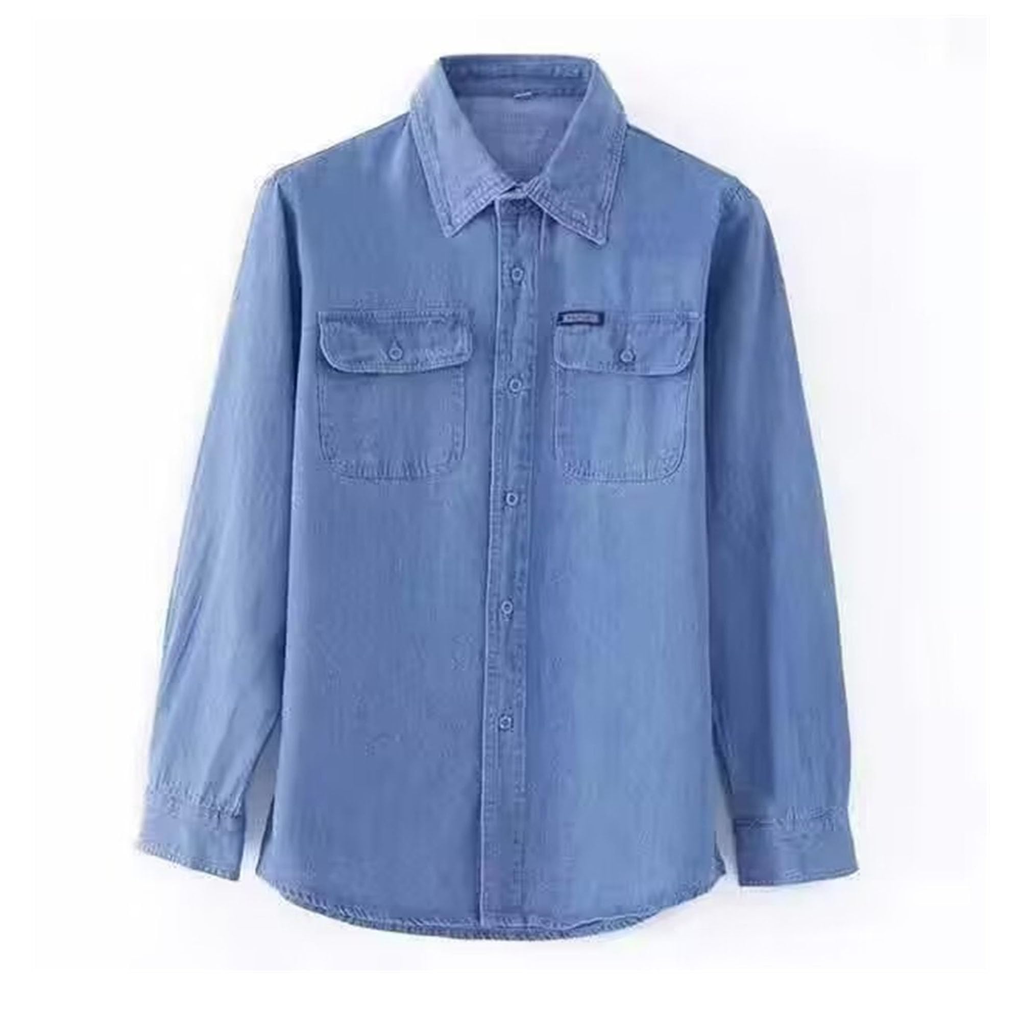 Herren-Arbeitshemd, langärmelig, Jeanshemd, Button-Down, schmales